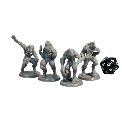 Werewolf Pack (Set of 4), 12k Resin Dungeons and Dragons Miniatures DnD D&D Mini 32mm Lot