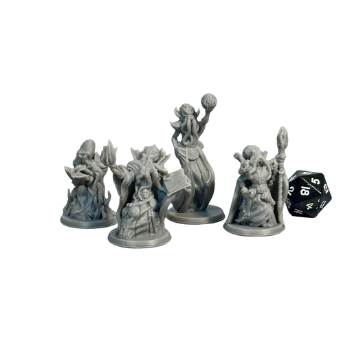 Mind Flayers Illithids (Set of 4), 12k Resin Dungeons and Dragons Miniatures DnD D&D Mini 32mm Lot