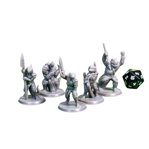 Lizardfolk Warband (Set of 5), 12k Resin Dungeons and Dragons Miniatures DnD D&D Mini 32mm Lot