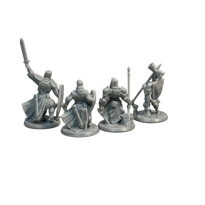 Armored Knights (Set of 4), 12k Resin Dungeons and Dragons Miniatures DnD D&D Mini 32mm Lot