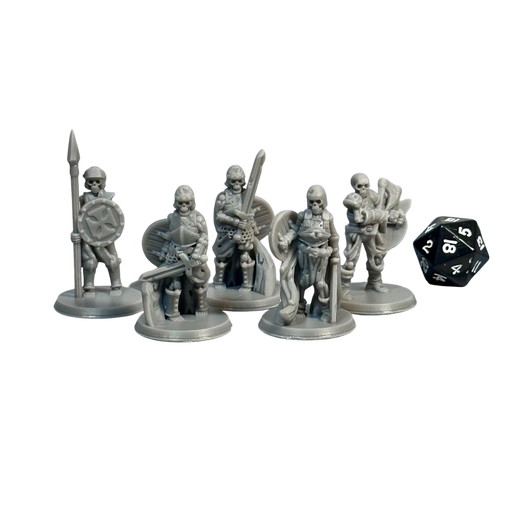 Skeleton Warriors (Set of 5), 12k Resin Dungeons and Dragons Miniatures DnD D&D Mini 32mm Lot