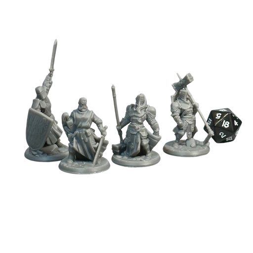 Armored Knights (Set of 4), 12k Resin Dungeons and Dragons Miniatures DnD D&D Mini 32mm Lot