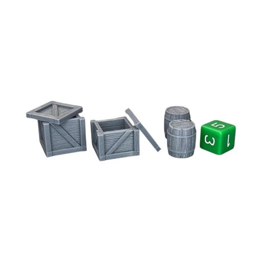 Crates with Lids and Barrels, Dungeons and Dragons DnD Scatter Terrain Mini 32mm Lot