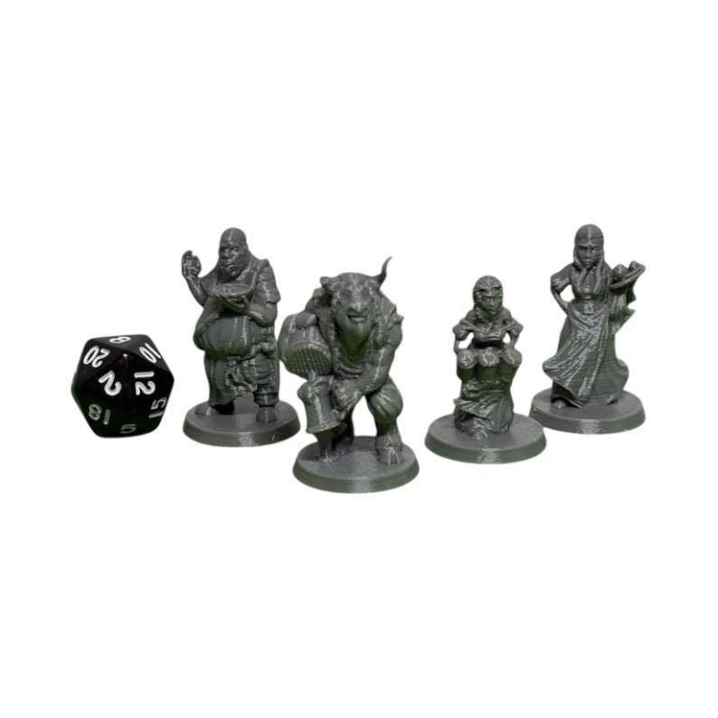 Tavern Crew Patrons (Set of 4), PLA Dungeons and Dragons DnD Miniatures D&D Mini 32mm Lot