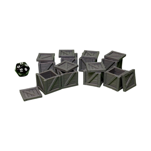 Crates (Set of 8), Dungeons and Dragons DnD Scatter Terrain 32mm Lot