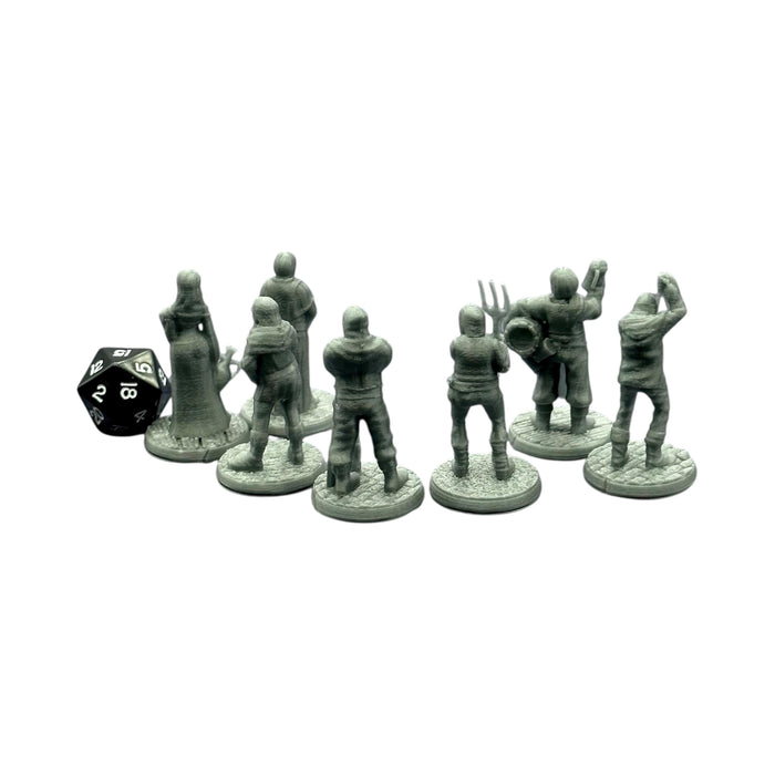 Human Commoners (Set of 7), PLA Dungeons and Dragons DnD Miniatures D&D Mini 32mm Lot